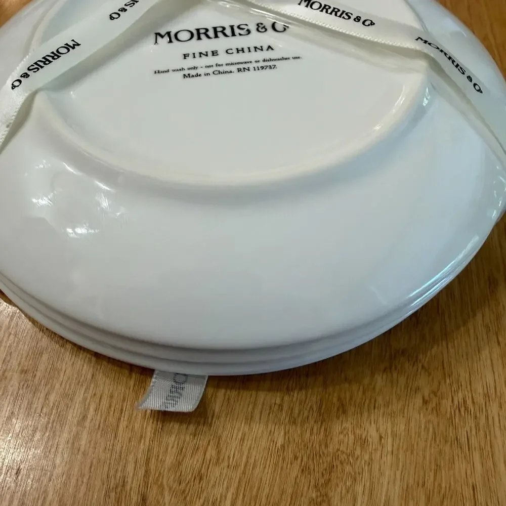 William Morris & Co Compton Appetizer Plates 6.5” Set of 4 Fine China Floral